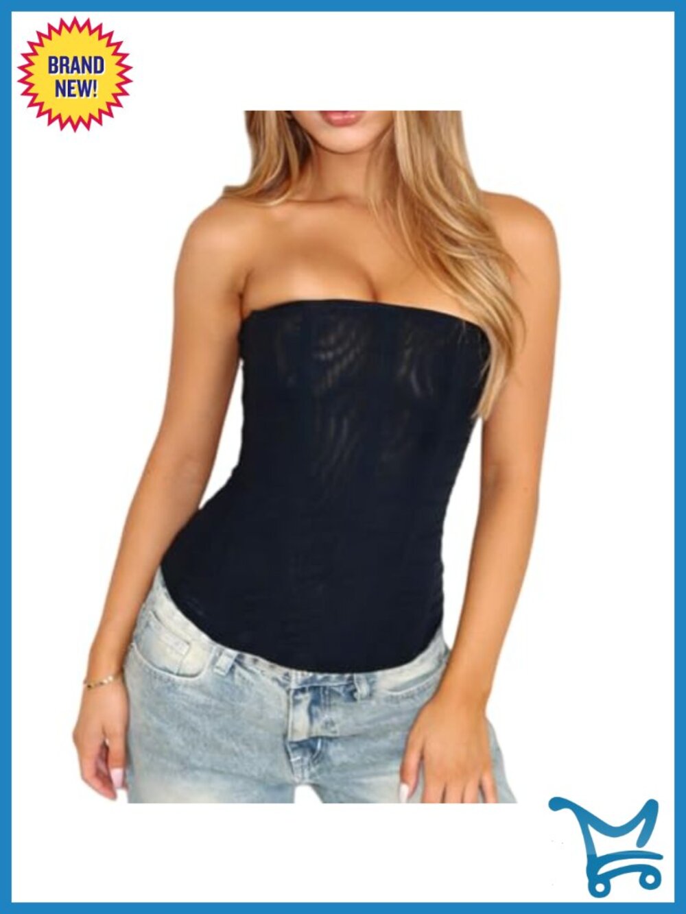 Lace Mesh Strapless Boned Overbust Corset Bustier Y2K Club Top